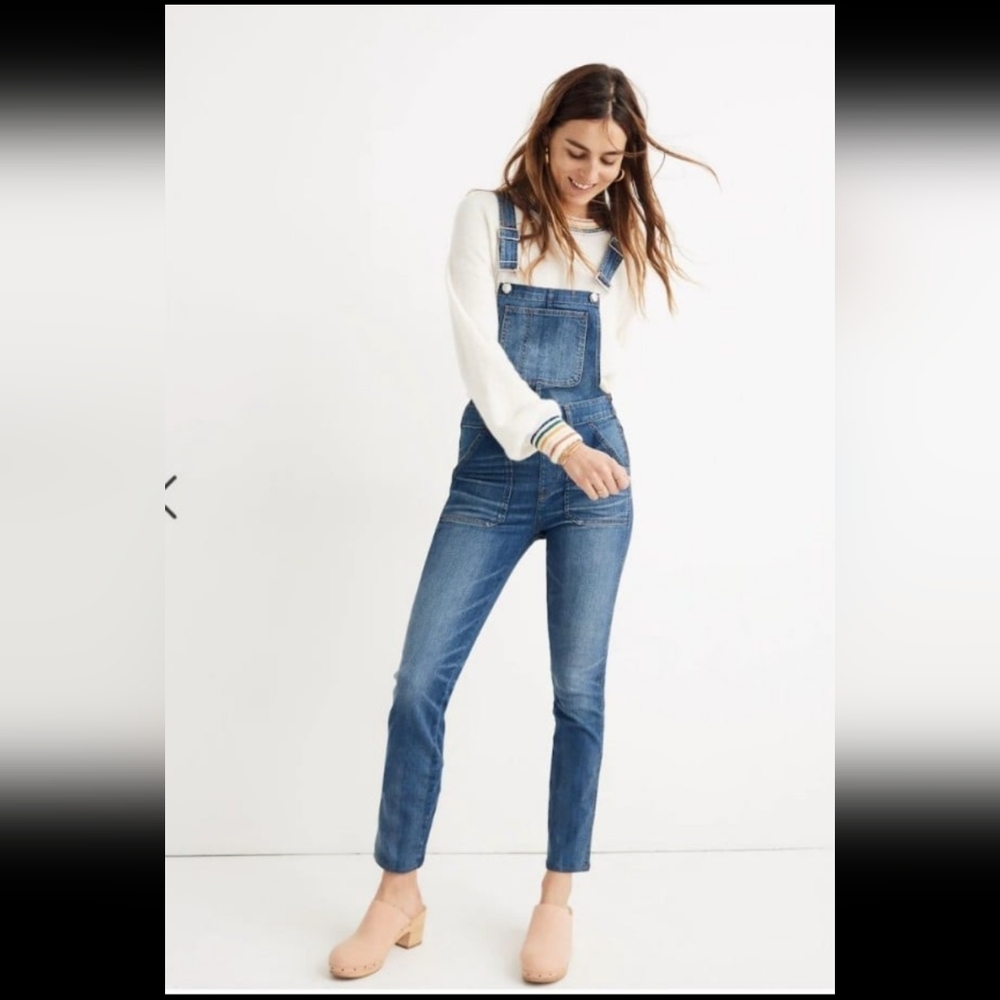 Madewell Petite Skinny Overalls in Jansing sz L Excellent